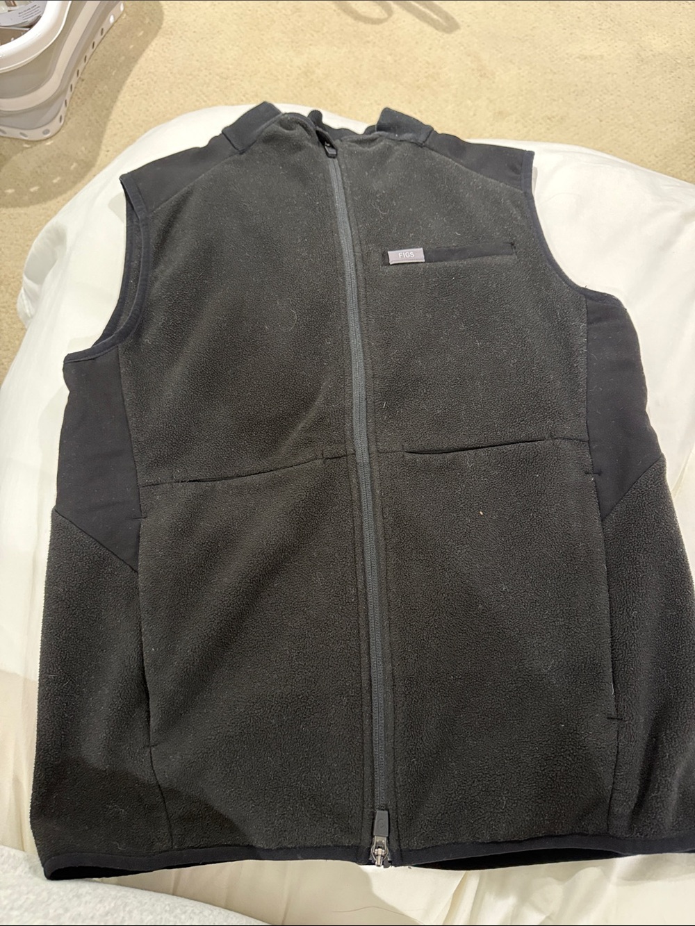 Figs Black Fleece Vest with Zip Front